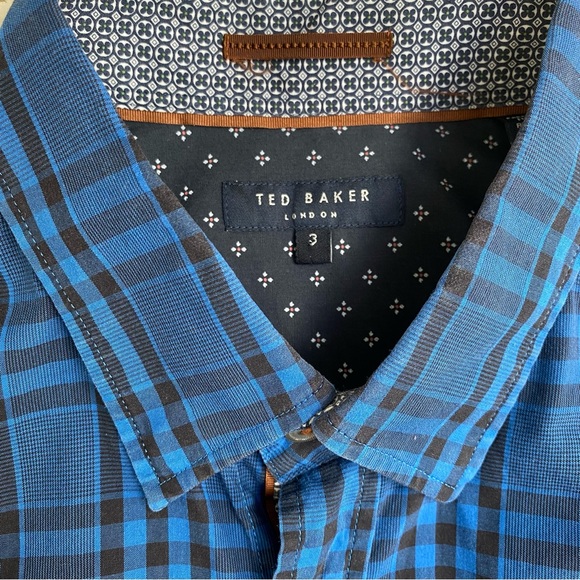 Ted Baker London Plaid Button Down Shirt Size 3 - Picture 9 of 9